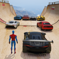 superhero mega ramp car games