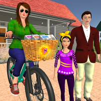 working mom paper girl virtual mother family game