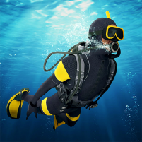 scuba diver swimming treasure scaled