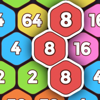 2048 hexagon number merge game scaled