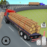 log transporter truck driving