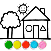 glitter house coloring and drawing for kids