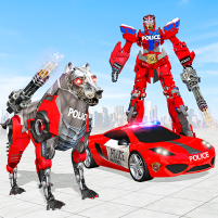 us police dog robot car game