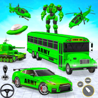 army school bus robot car game scaled