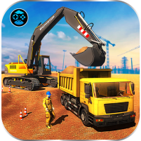 city heavy excavator crane 3d