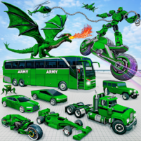 army bus dragon robot car game scaled